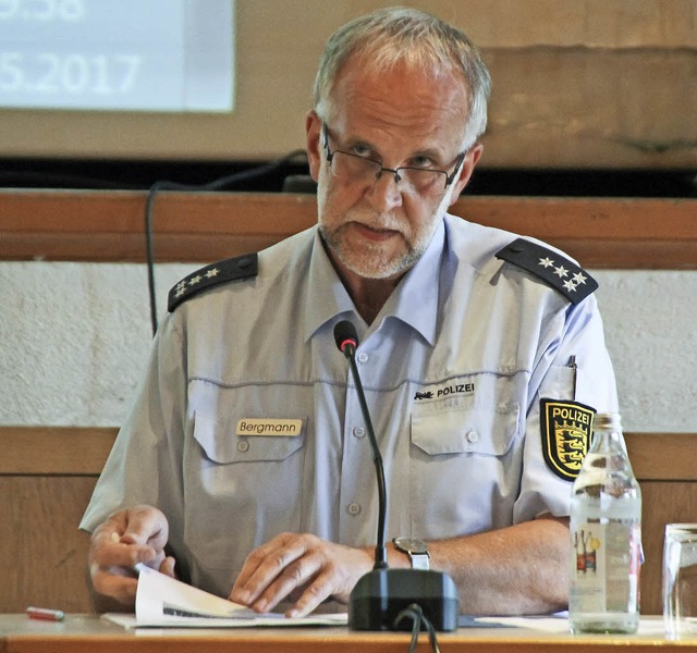 Polizeihauptkommissar Martin Bergmann ...nderat die Polizeistatistik fr 2016.   | Foto: Martin Wendel