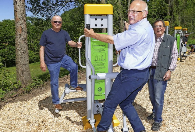 Eugen Gtz macht vor, wie man einen Crosstrainer richtig benutzt.  | Foto: FRANK LEONHARDT