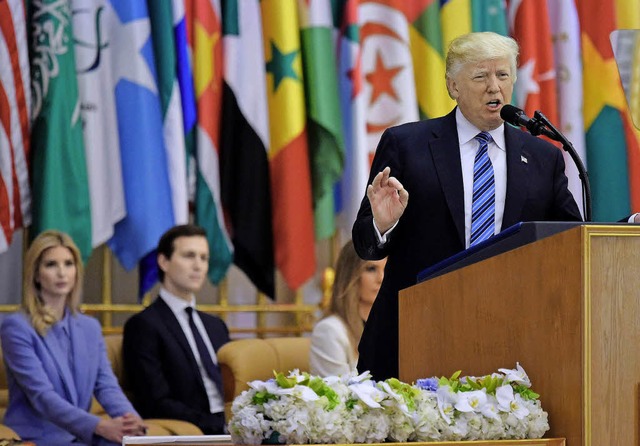 US-Prsident Donald Trump bei seiner Rede in Riad  | Foto: afp