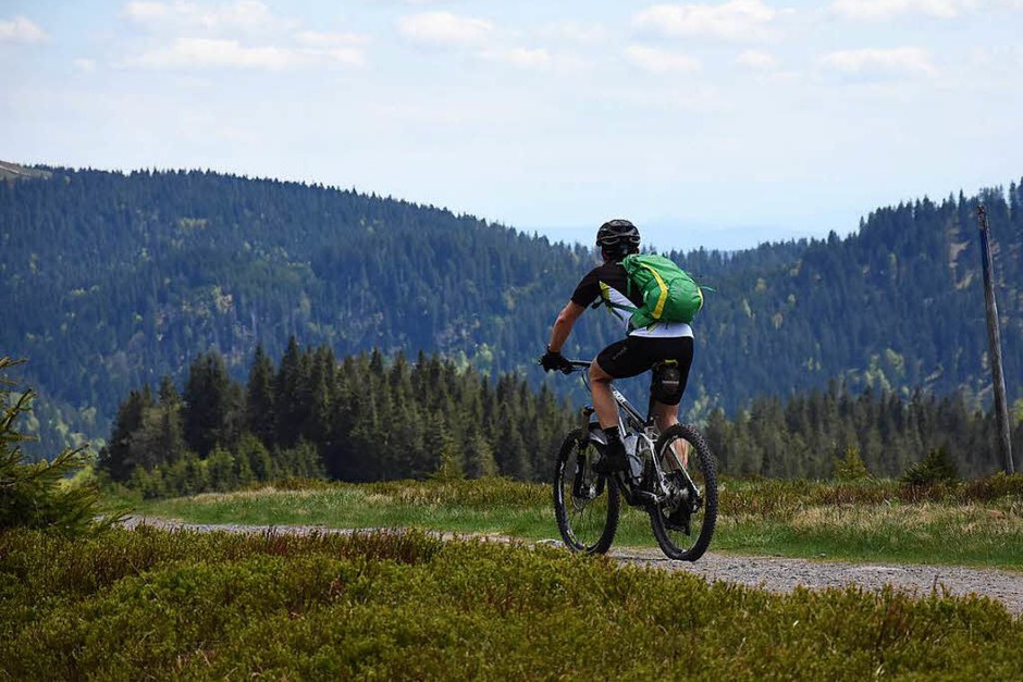 Eine geführte Tour der anderen Art: Förster des Landkreises Breisgau-Hochschwarzwald radeln mit Interessierten durch die Bannwälder der Region. Dabei geht es von Kirchzarten bis knapp unter den Feldberggipfel. (Foto: Jonas Hirt) Eine geführte Tour der anderen Art: Förster des Landkreises Breisgau-Hochschwarzwald radeln mit Interessierten durch die Bannwälder der Region. Dabei geht es von Kirchzarten bis knapp unter den Feldberggipfel. (Foto: Jonas Hirt)