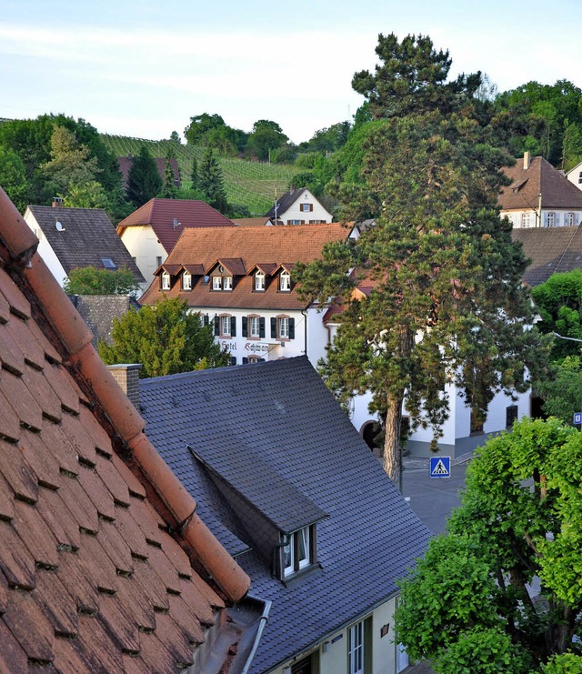 Blick vom Rathausturm aus auf einen Te...d Bellingen, der Sanierungsgebiet ist.  | Foto: Jutta Schtz