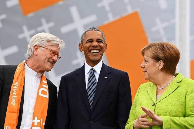 Merkel im Glanz des ehemaligen US-Präsidenten in Berlin