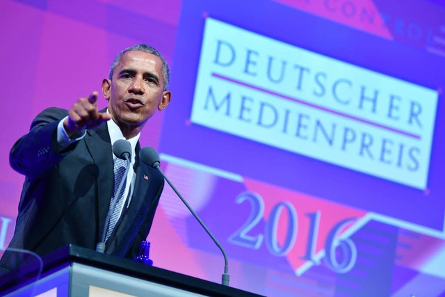 Der ehemalige US-Prsident Barack Obam... &#8222;Deutschen Medienpreises&#8220;  | Foto: dpa