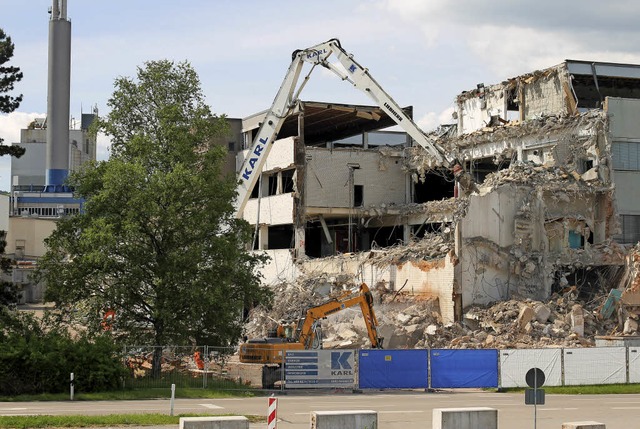 Die Abbrucharbeiten der Werkshallen de...Papierfabrik Albbruck haben begonnen.   | Foto: Manfred Dinort