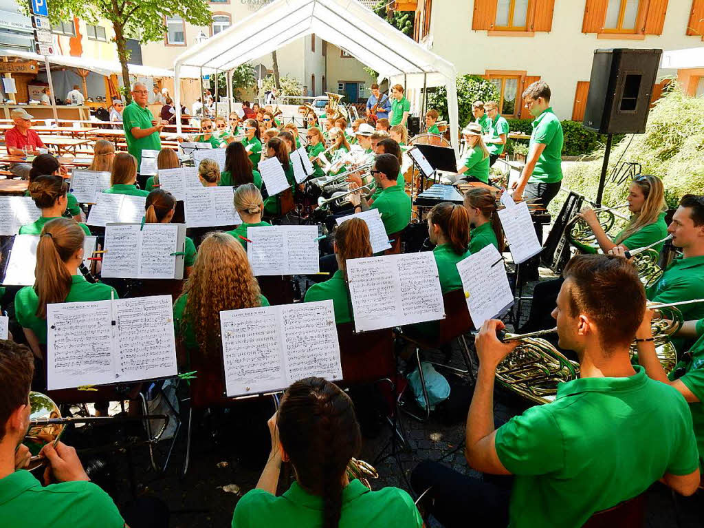 Die vereinigten Jugendblasorchester der Musikvereine Prechtal und Wolfach prsentierten sich optisch und musikalisch eindrucksvoll.