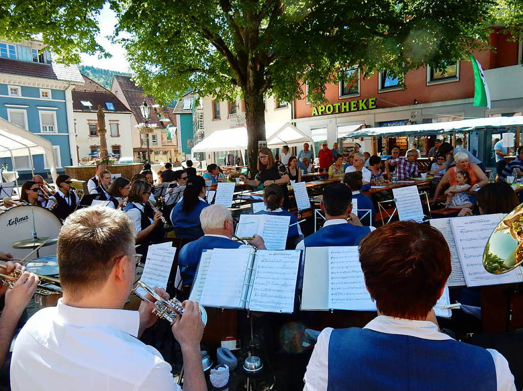 Unter schattigen Bumen spielte es sich nochmal so gut bei der Reihe der Platzkonzerte mit rund 20 Orchestern.