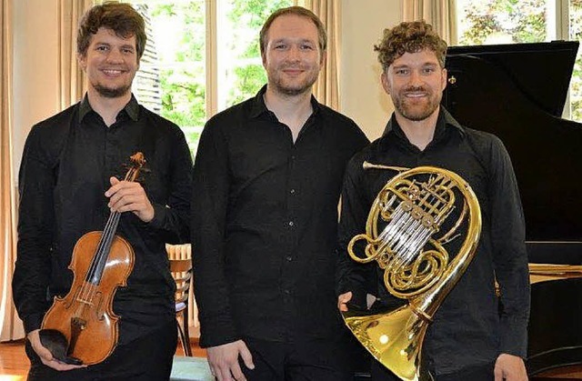 Der Geiger Julian Fahrner, der Pianist... Hornist Timo Steininger (von links).   | Foto: Gerline Steininger