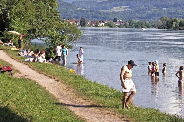 Der Rhein erfrischt Badegste in Brennet