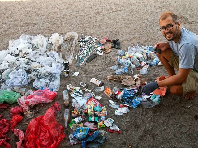 Kuchendiagramm aus Mll: Paritosha Kob...en Mllsammelaktion am Strand von Bali  | Foto: Making Oceans Plastic Free