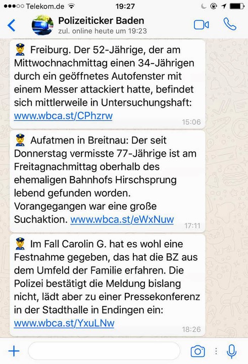 Polizeiticker Baden  | Foto: Screenshot