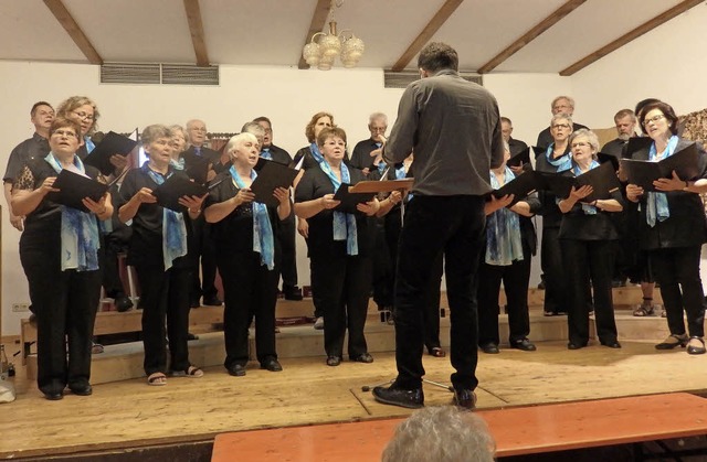 Der Gesangverein Dattingen unter der L...kob Frumann in Aktion im Dreschschopf.  | Foto: Bianca Flier