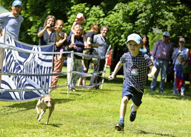 Herrchen sprintet mit einem &#8222;Italienischen Windspiel&#8220; an der Leine  | Foto: Rita Eggstein