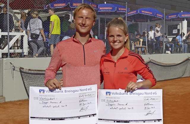 Die Sieger: Nils Muschiol und Franziska Putschbach   | Foto: Fotos: G. Neubert