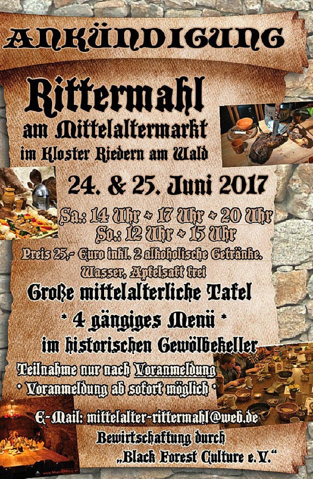 Der Kulturverein Black Forest Culture ...marktes in Riedern ein Rittermahl an.   | Foto: Privat