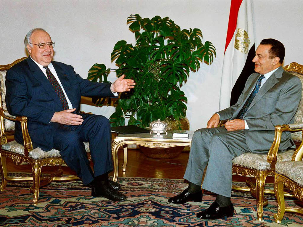 Kohl trifft am 3. Juni 1995 den damaligen gyptischen Prsidenten Hosni Mubarak.