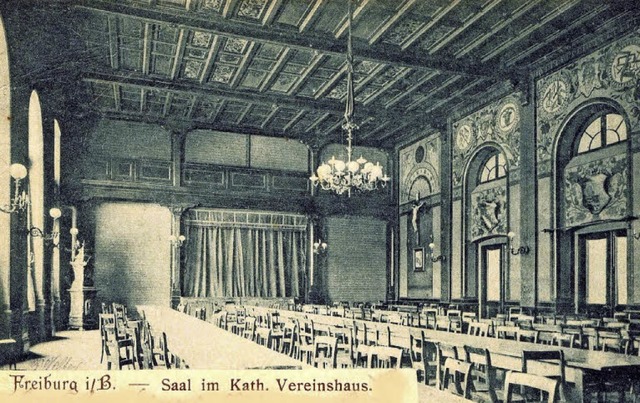 Der damalige Kolpingsaal auf einem Foto, das um das Jahr 1920 entstand.   | Foto: Archiv Hans Sigmund