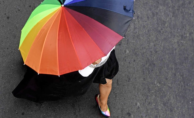 Der Regenbogen steht fr  Lebensfreude...e er kein Regierungsbndnis eingehen.   | Foto: DPA