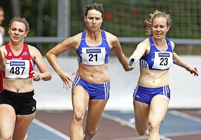 Und hepp: Sprinterin Cornelia Wlbeck ...r 4x100 Meter der Frauen in Mannheim.   | Foto: Grlitz