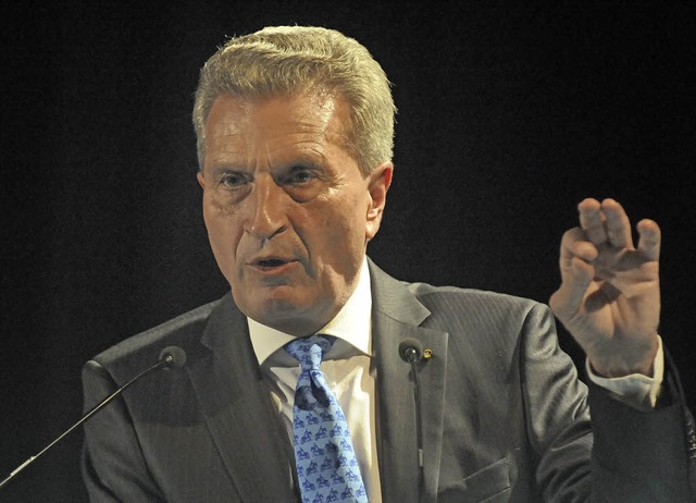 Gestenreich warb Gnther Oettinger  be...k Breisgau Nord fr ein starkes Europa  | Foto: Markus Zimmermann