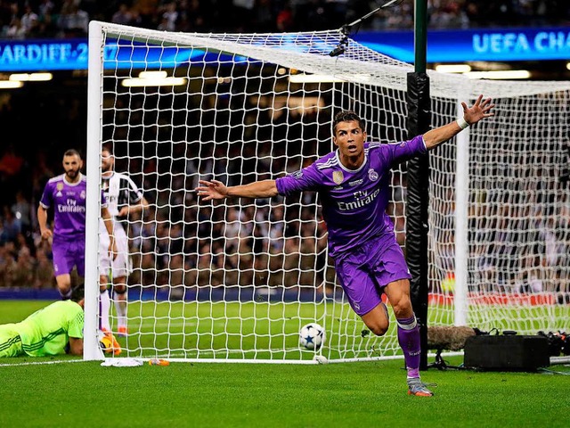 Cristiano Ronaldo (Real Madrid) jubelt...ns-League-Finale gegen Juventus Turin.  | Foto: dpa