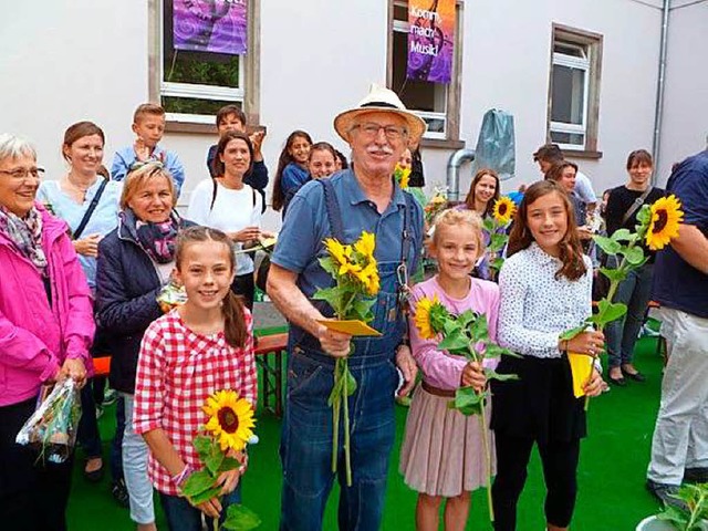 Klaus Franz bei seinem letzten Sommerf...er aber noch lange nicht an den Nagel.  | Foto: Hebelschule