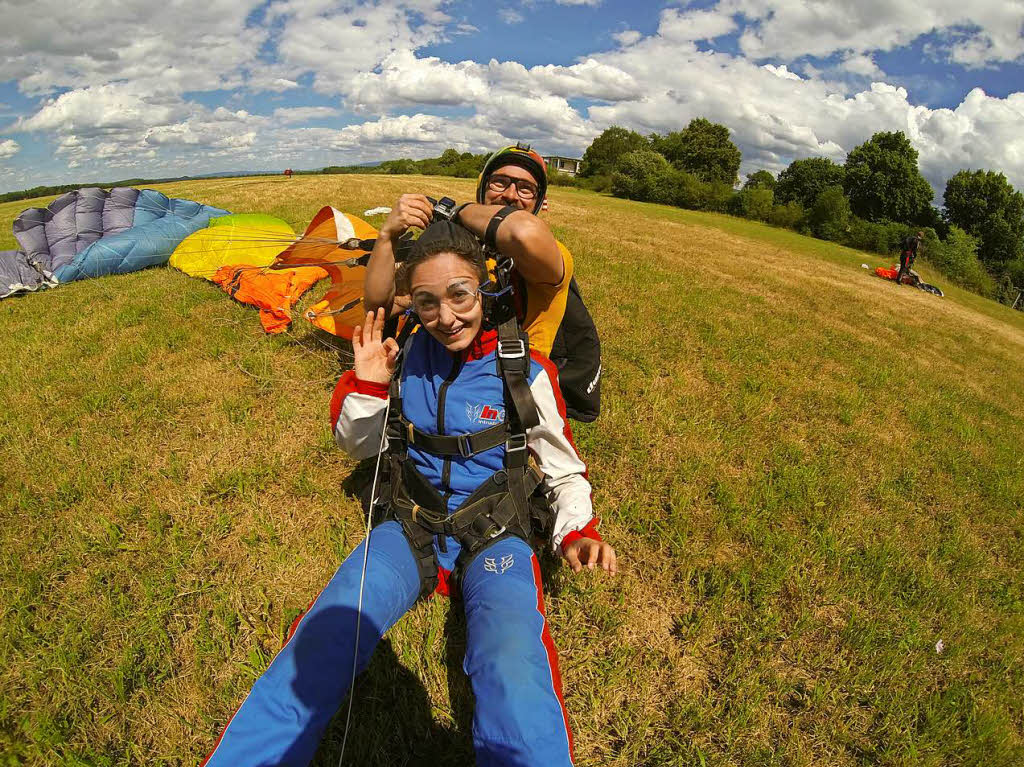 Absprung berm Markgrflerland: die BZ-Reporterin im Selbstversuch