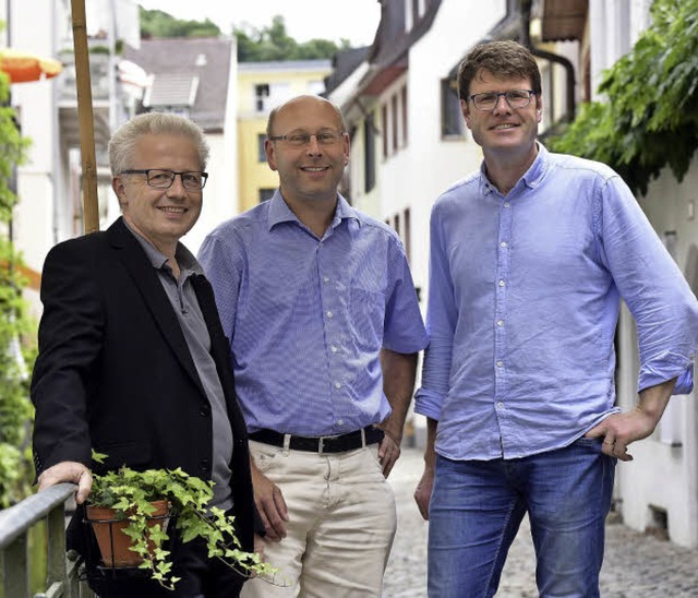 Drei Mnner, die den neuen Haslacher M...in und Jrg Winterhalder (von links).   | Foto: Thomas Kunz