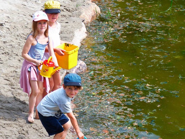 Der Strand des Eisweihers kommt bei  Kindern gut an.  | Foto: Peter Stellmach