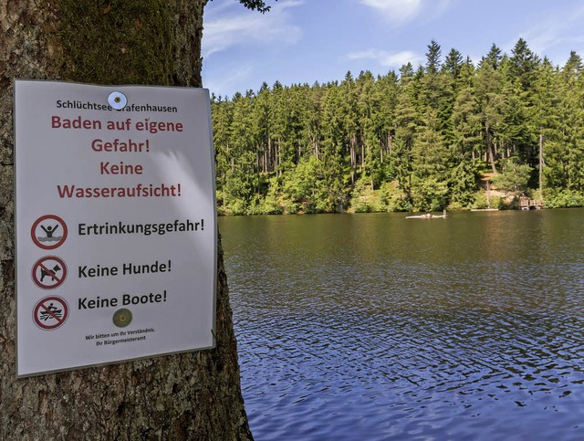 Am Schlchtsee bei Grafenhausen gibt e...verwaltung angebrachte  Schilder hin.   | Foto: Wilfried Dieckmann