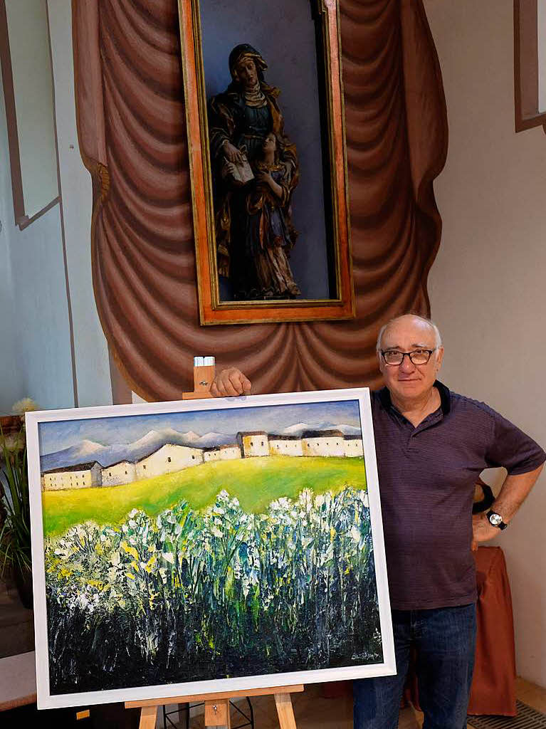 Der in der Region bekannte Maler Stefano Barbera aus Klettgau-Grieen prsentierte in der Altkatholischen Kirche direkt im Sthlinger Stdtle eine besondere Auswahl seiner Werke.