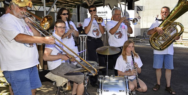 Die Zeller Wildsaumusik ist beim Stdt...hblas-Akrobaten beim Stdtlifest 2016.  | Foto: Edgar Steinfelder