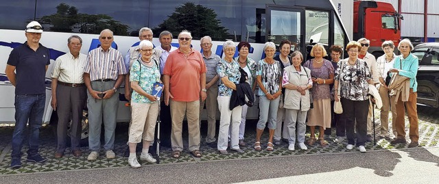 Die Ausflgler der Senioren Union Waldkirch vor ihrem Bus.   | Foto: zvg