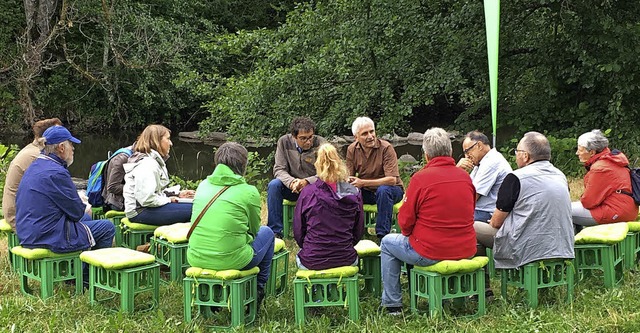 <BZ-FotoAnlauf>Grne: </BZ-FotoAnlauf>... mit Gsten am Wieseufer bei Maulburg   | Foto: ZVG