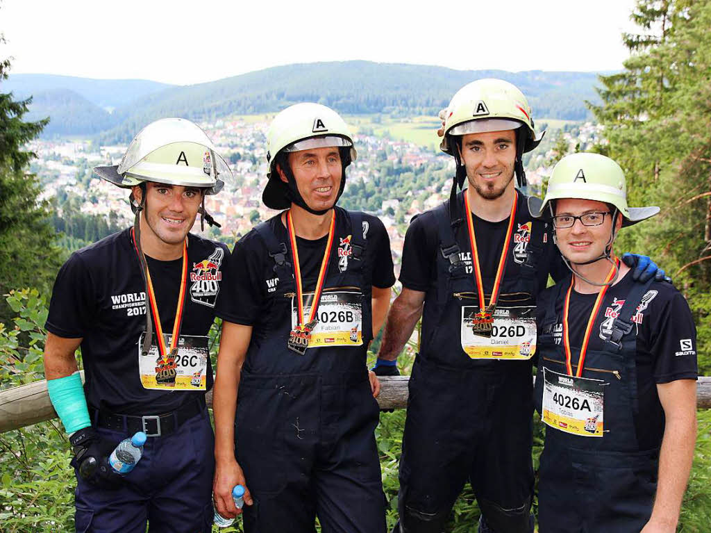 Hoch oben angelangt. Sie schafften es ins Finalrennen: Tobias Missfelder, Joachim Knig, Fabian Missfelder und Daniel Zimmermann.