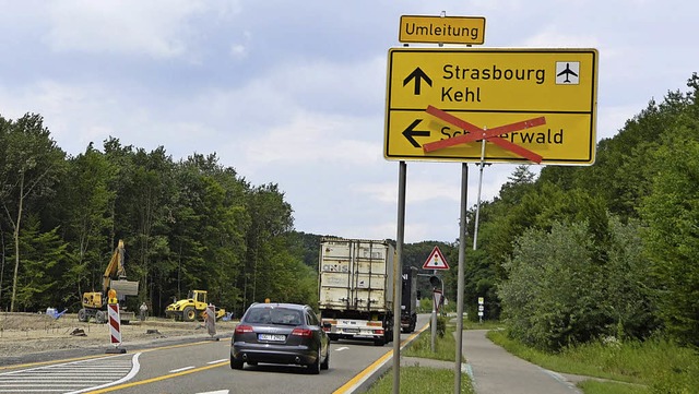 Ein Abbiegen von der L 98 in Richtung Schutterwald ist derzeit nicht mglich.   | Foto: Hubert Rderer