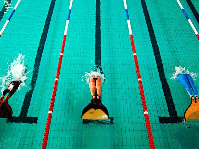 Flossenschwimmen bei den World Games 2005 in Duisburg   | Foto: dpa