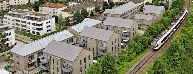 Blick auf das neue Wohnquartier in Ste... Hochhaus &#8222;Weitblick&#8220; aus   | Foto: Gckel