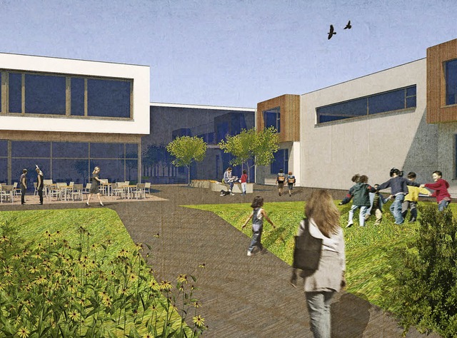 So soll die neue Schule einmal aussehe...mit den Klassen- und Betreuungsrumen   | Foto: Visualisierung: Architekturbro Hfler&amp;Stoll