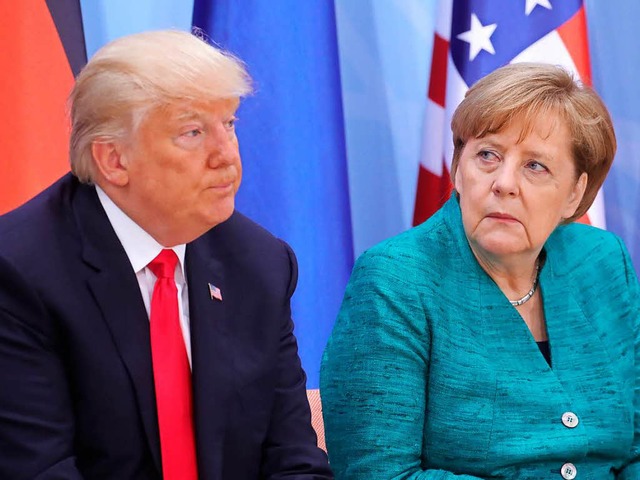 Donald Trump und Angela Merkel beim G20-Gipfel in Hamburg  | Foto: dpa
