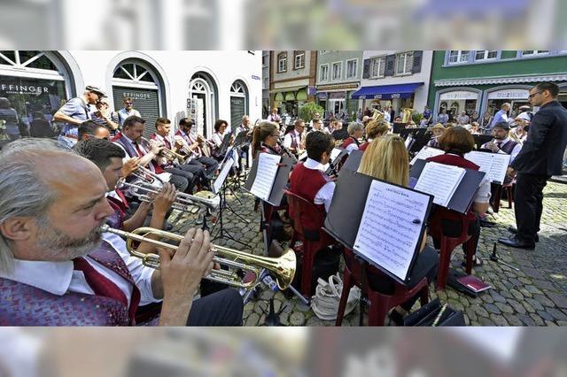 17 Blasorchester musizierten am Samstag in der Innenstadt