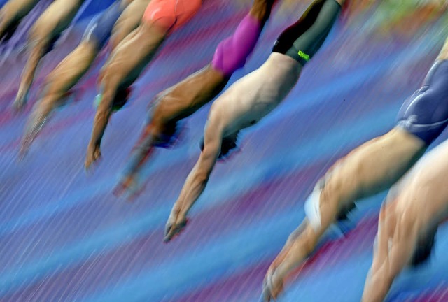 Ab geht&#8217;s ins Becken: Am Sonntag...der Schwimm-WM die Beckenwettbewerbe.   | Foto: AFP