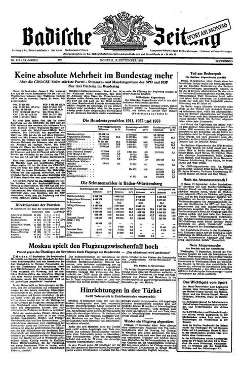 Bundestagswahl 1961 Auszüge aus der BZBerichterstattung Deutschland