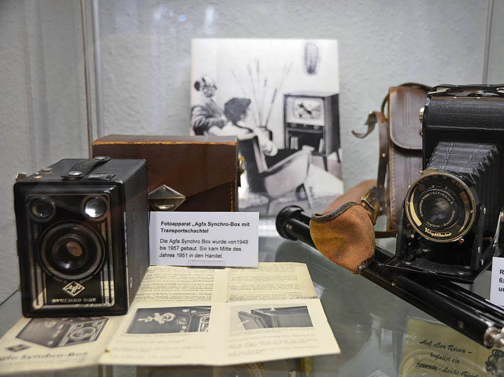 Die Fotoapparate gehren zu den neueren Exponaten in der Dauerausstellung des Stadtmuseum.
