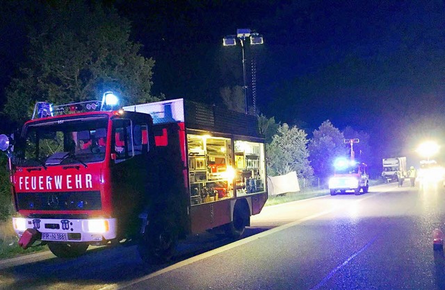 Die Neuenburger Feuerwehr sicherte die Unfallstelle.  | Foto: Feuerwehr Neuenburg am Rhein