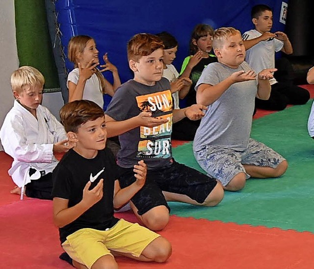 Kinder nahmen an einer Shaolin-Kempo-Stunde teil.   | Foto: Heinz Vollmar