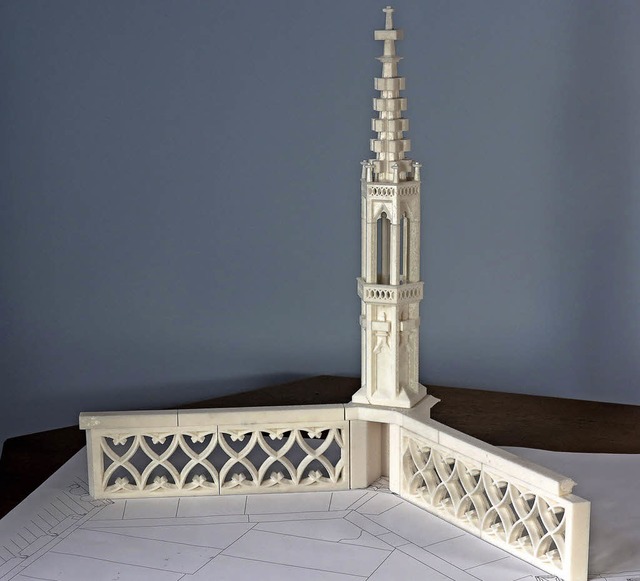 Detailgetreu: Entwurf eines Chorkapell...reiburger Mnsters aus dem 3D-Drucker   | Foto: Mnsterbauverein
