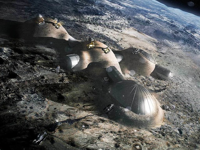 Schutzbunker gegen Strahlung und Meteoriteneinschlge: Modell einer Mondstation  | Foto: ESA