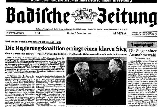 Bundestagswahl 1990: Auszüge aus der BZ-Berichterstattung