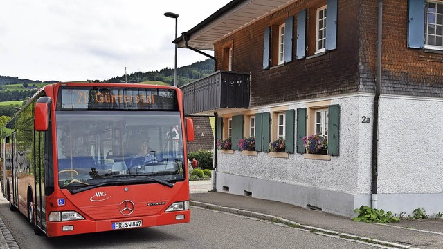 Auch knftig wird der VAG-Bus am Horbener Rathaus Richtung Gnterstal abfahren.   | Foto: Andrea Gallien