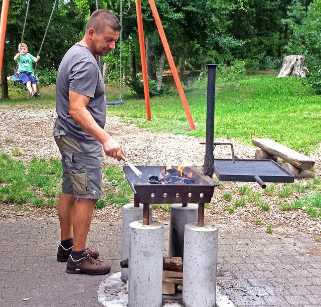 Ortschaftsrat Daniel Dengler hat den n...anderparkplatz in Bachheim entworfen.   | Foto: Privat